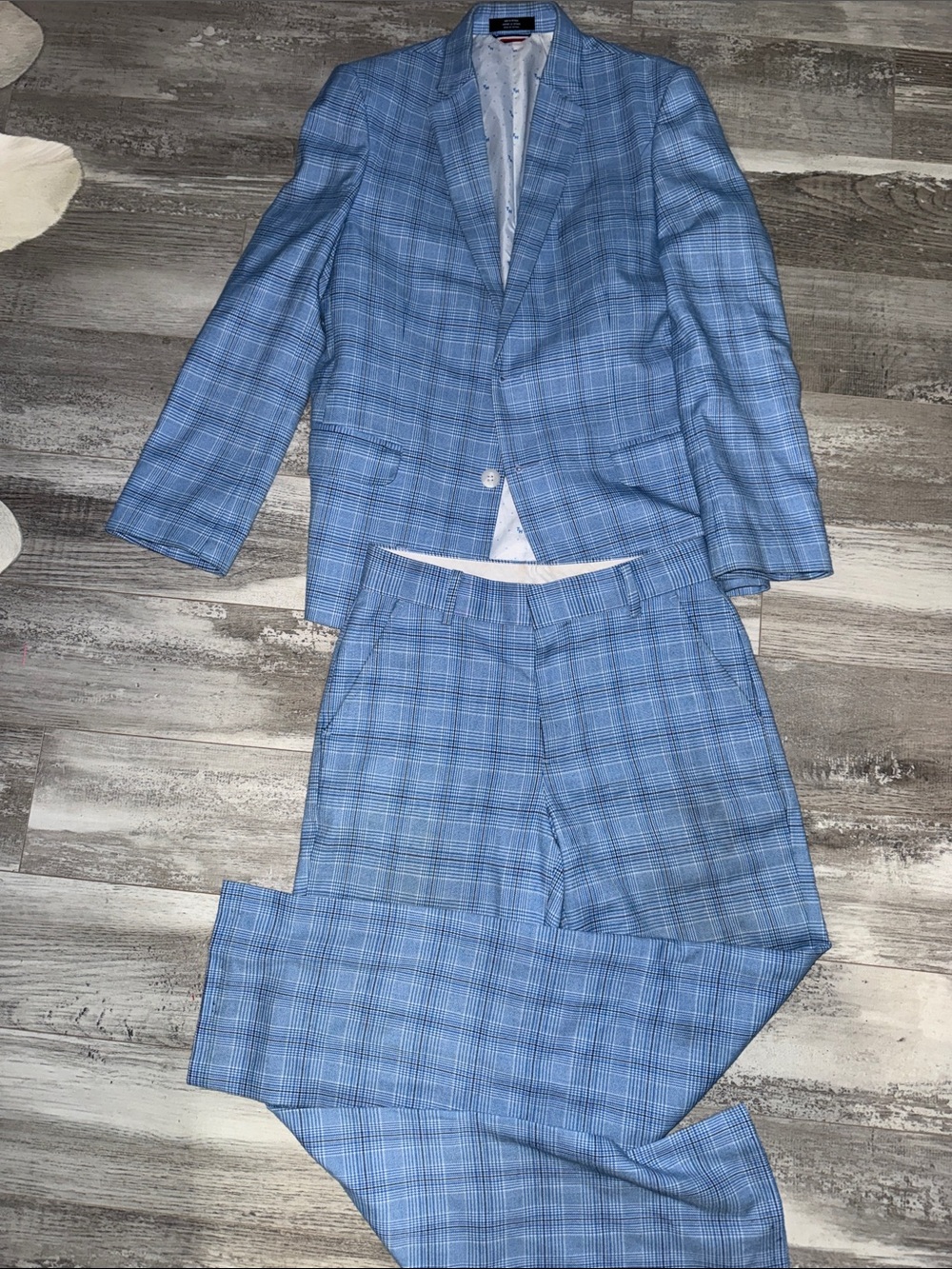 Tommy Hilfiger Blue Plaid Kids Two-Piece Suit Jacket & Pants